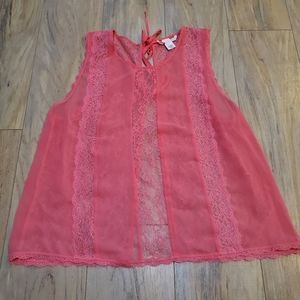 Victoria's Secret Sheer Lace Pink Crop Top M